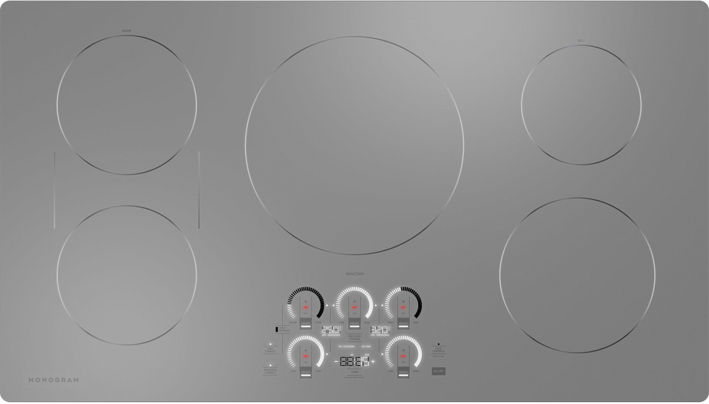 Alt View 11. Monogram - 36" Built-In Induction Cooktop - Silver.