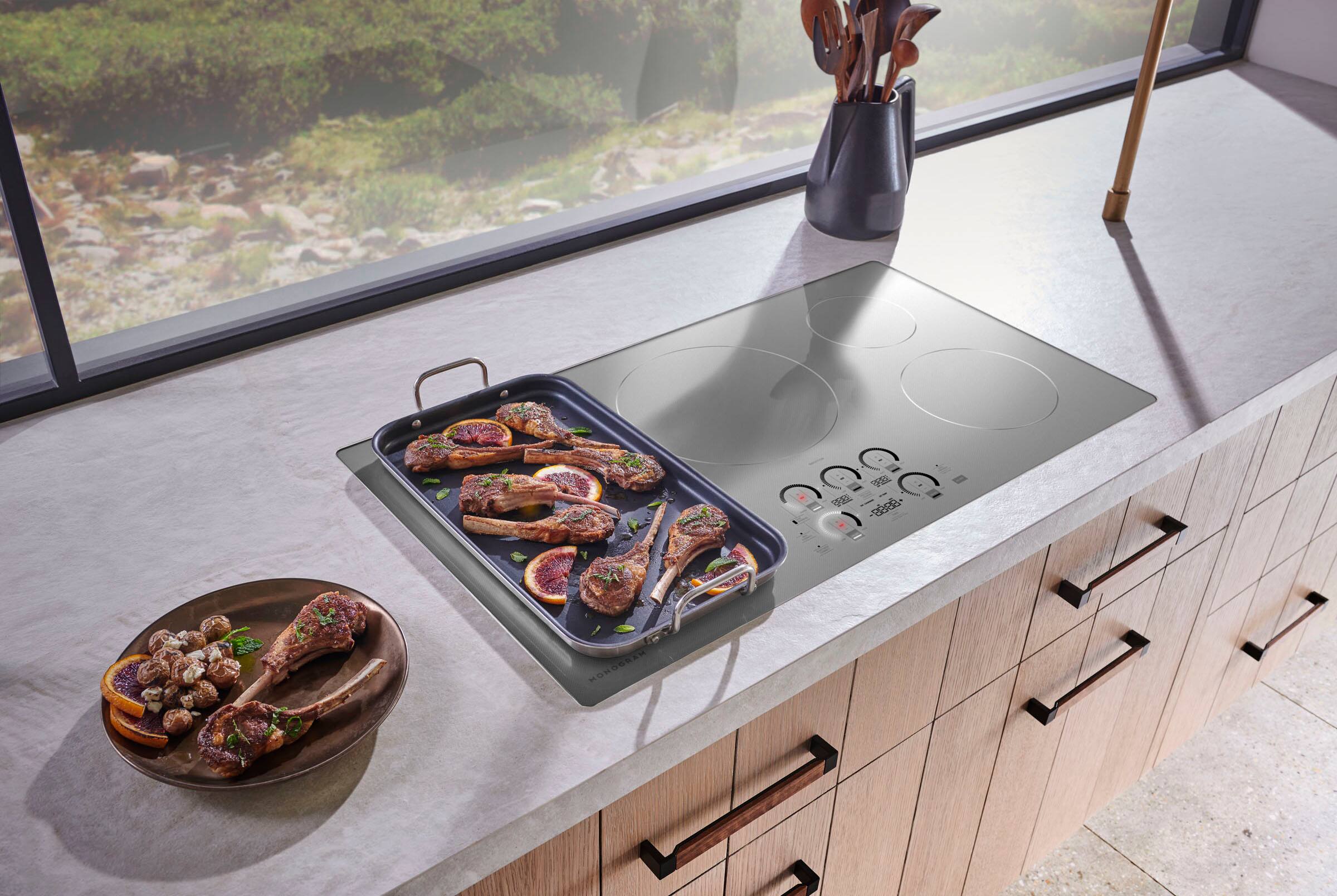 Alt View 14. Monogram - 36" Built-In Induction Cooktop - Silver.