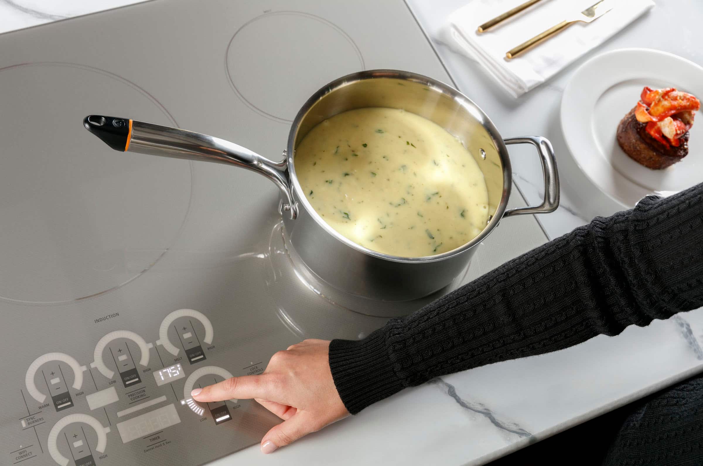 Alt View 16. Monogram - 36" Built-In Induction Cooktop - Silver.