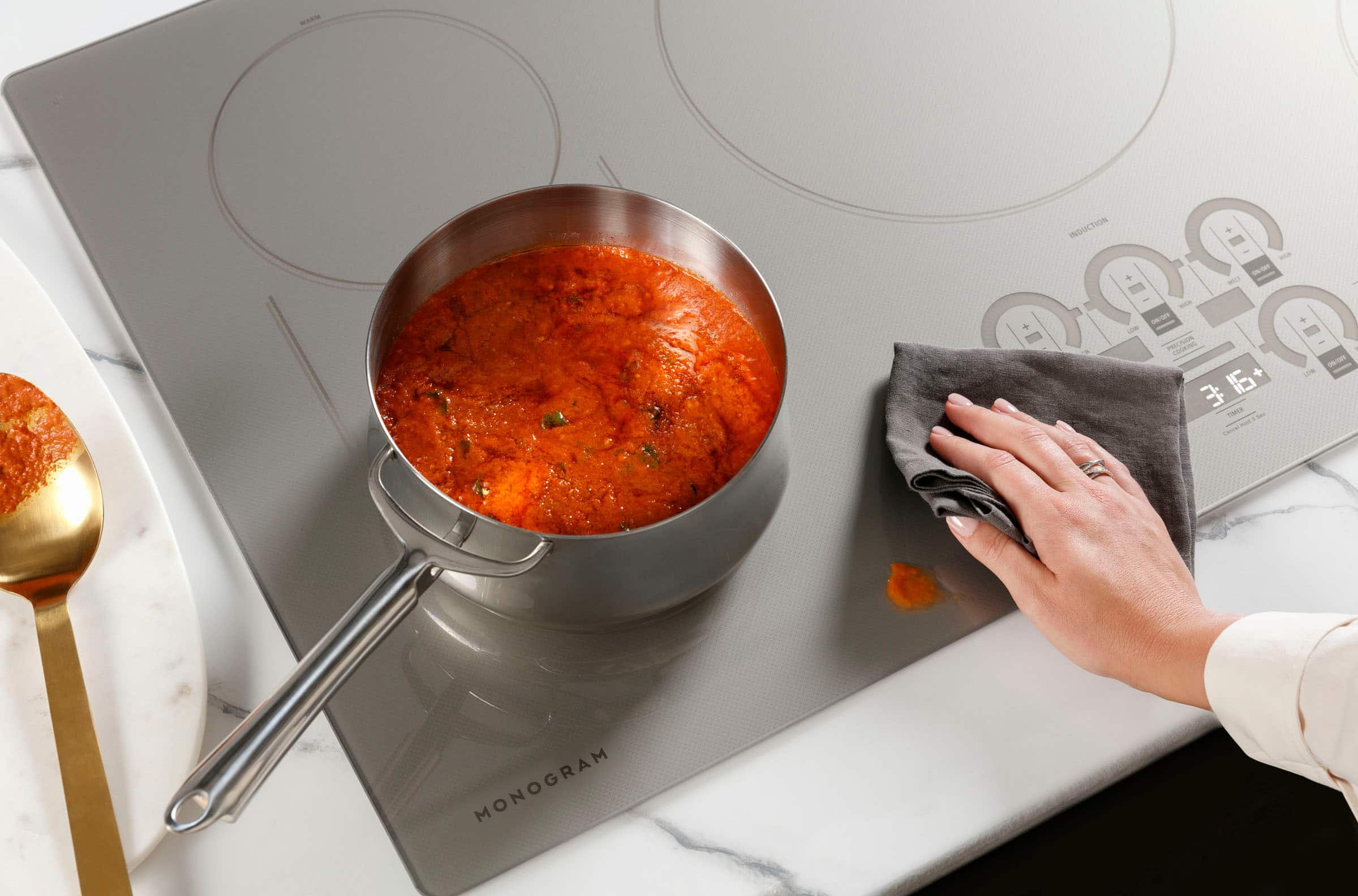 Alt View 17. Monogram - 36" Built-In Induction Cooktop - Silver.