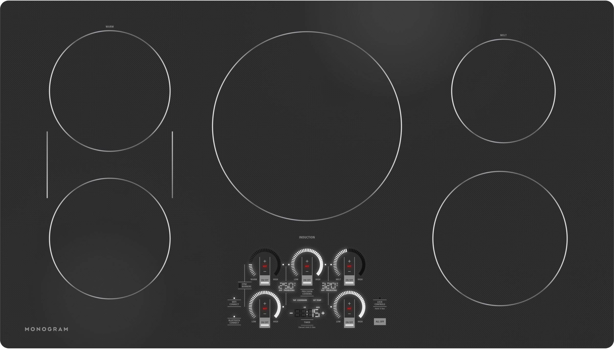 Alt View 11. Monogram - 36" Built-In Electric Cooktop - Black Graphite.