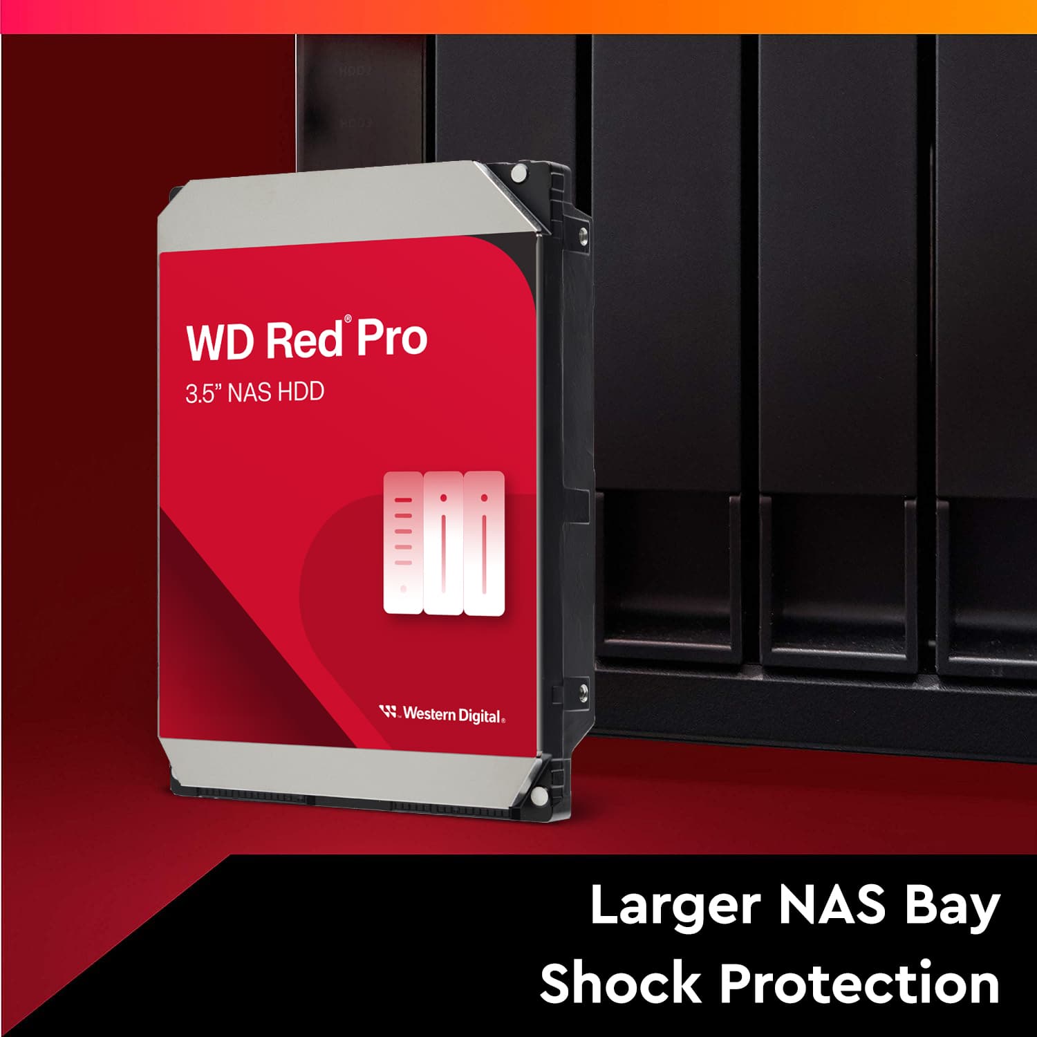 WD Red Pro 3.5" NAS HDD with Western Digital Larger NAS Bay Shock Protection.
