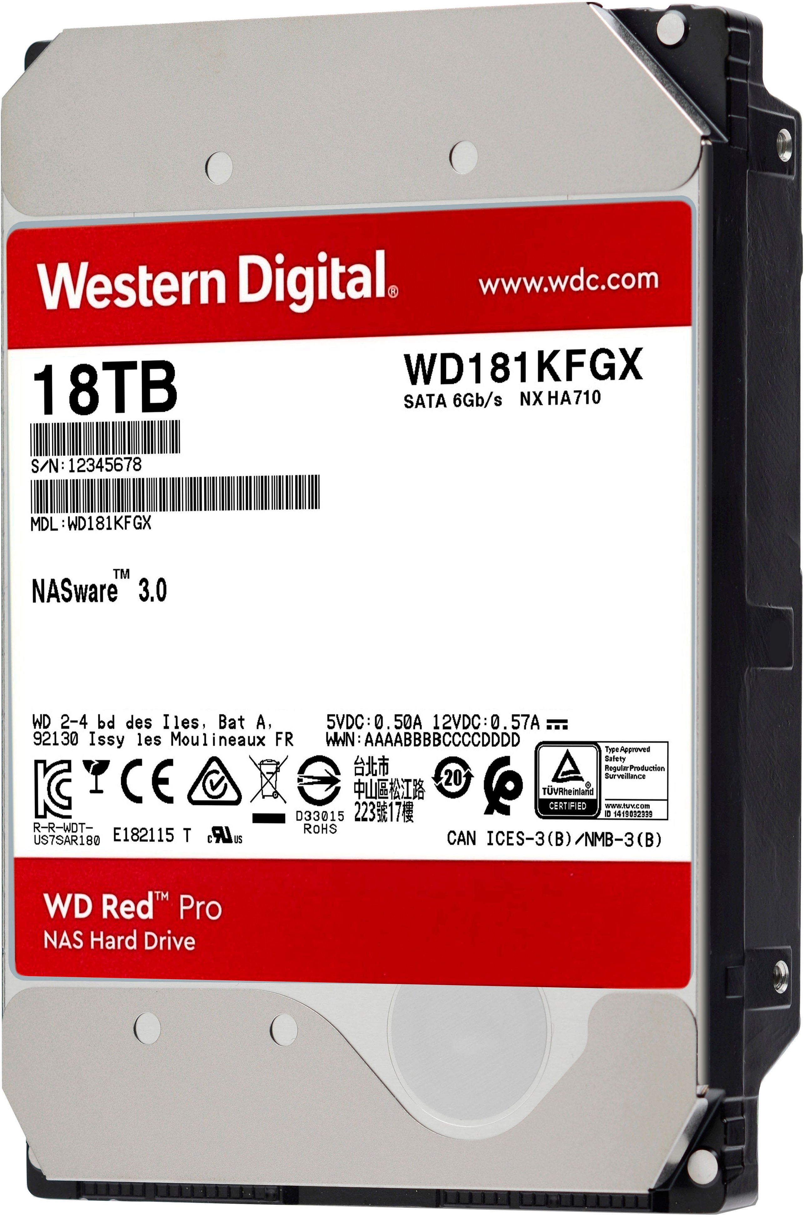 WD Western Digital Red Pro WD181KFGX 18 TB Hard Drive
