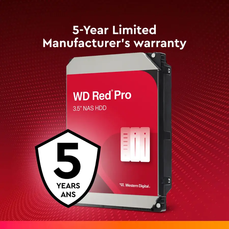 "5-Year Limited Manufacturer's Warranty WD Red Pro 3.5" NAS HDD"