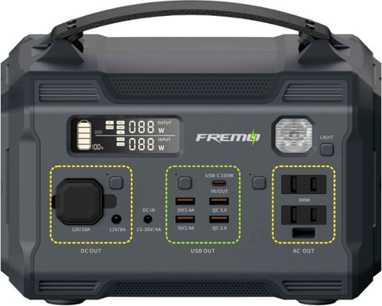 Front Zoom. Fremo - X300 276 Watt Battery Powered Portable Generator - Grey.