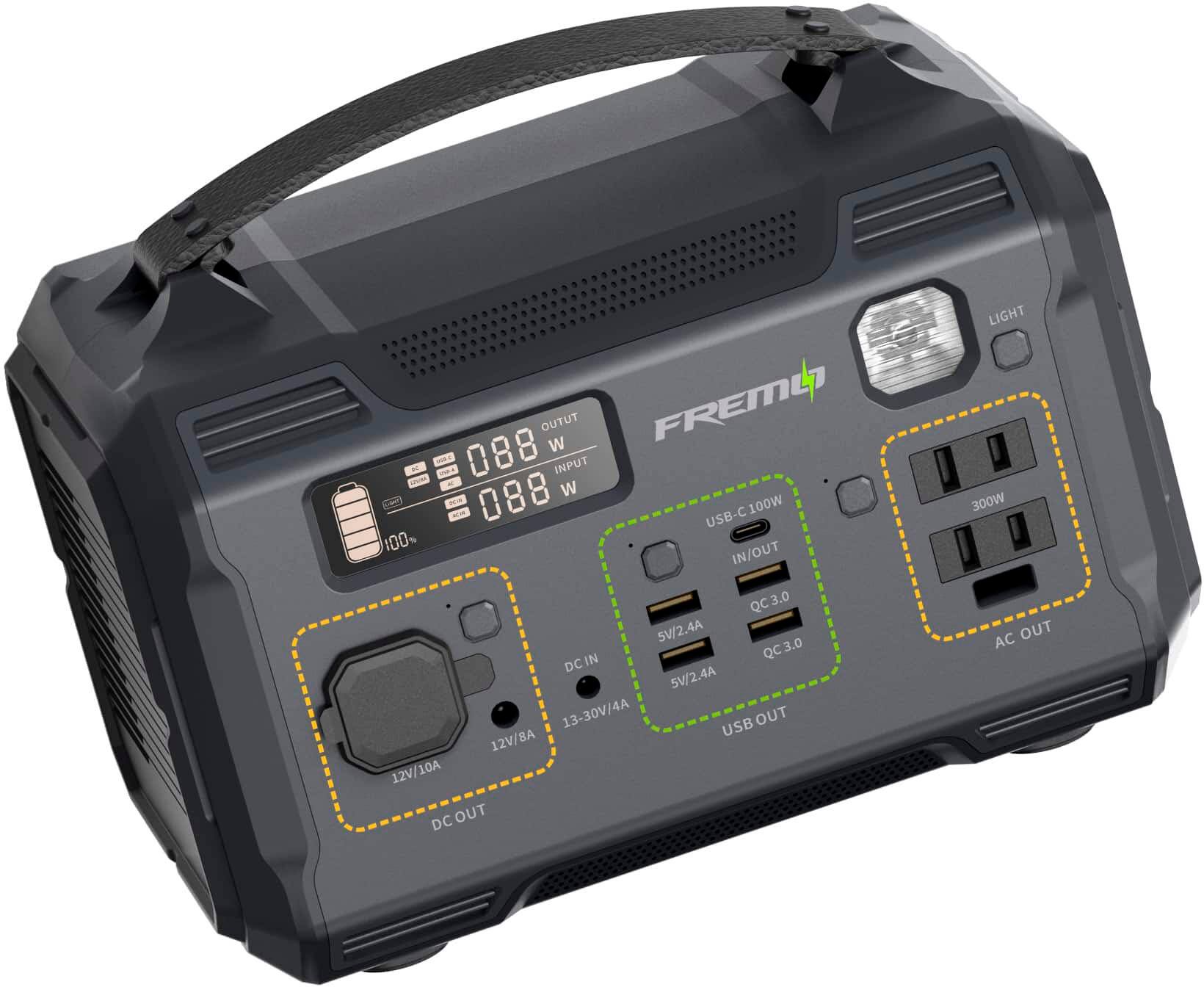 Alt View 1. Fremo - X300 276 Watt Battery Powered Portable Generator - Grey.