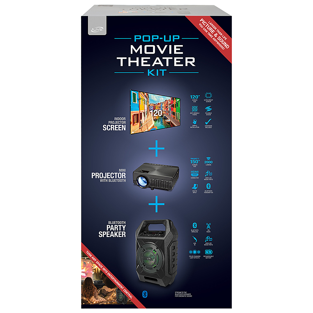Angle View: iLive - THE2021BDL LED Pop Up Movie Theater Kit - Black