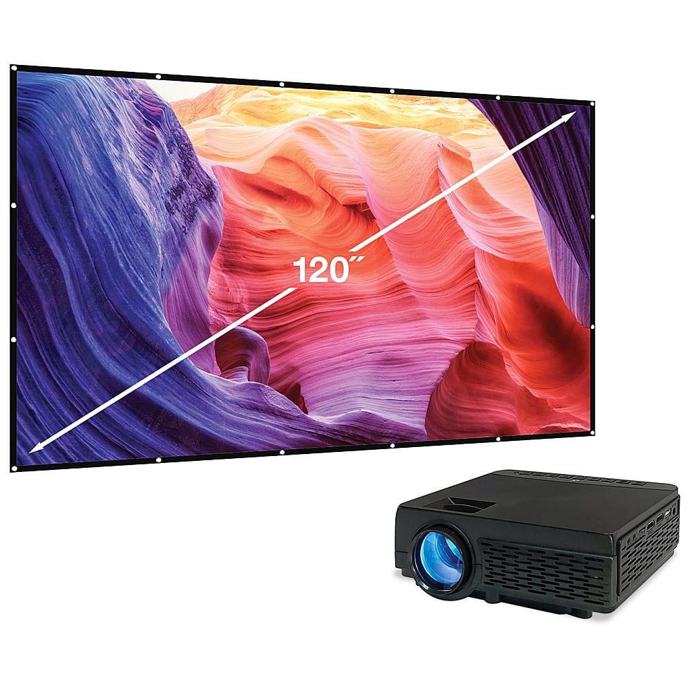 Angle. GPX - PJ300VP LED Projector with Bluetooth, Screen Included - Black.