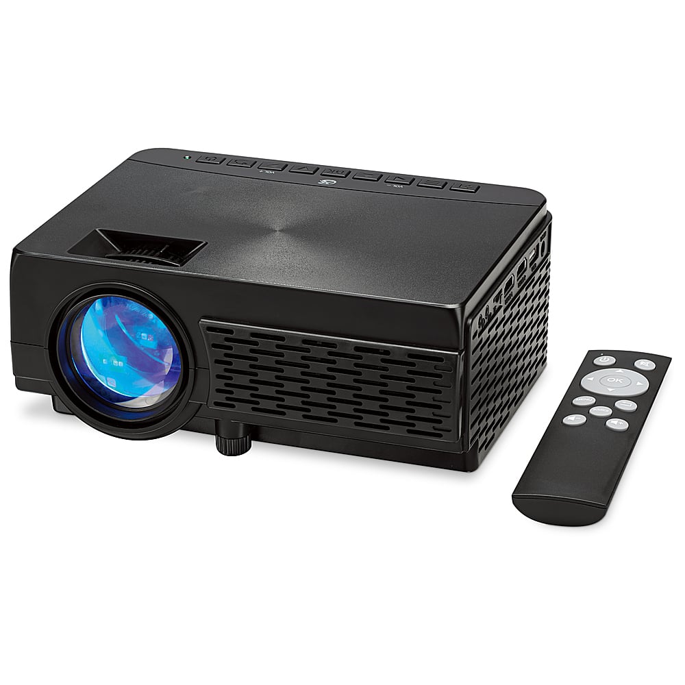 Front. GPX - PJ300VP LED Projector with Bluetooth, Screen Included - Black.
