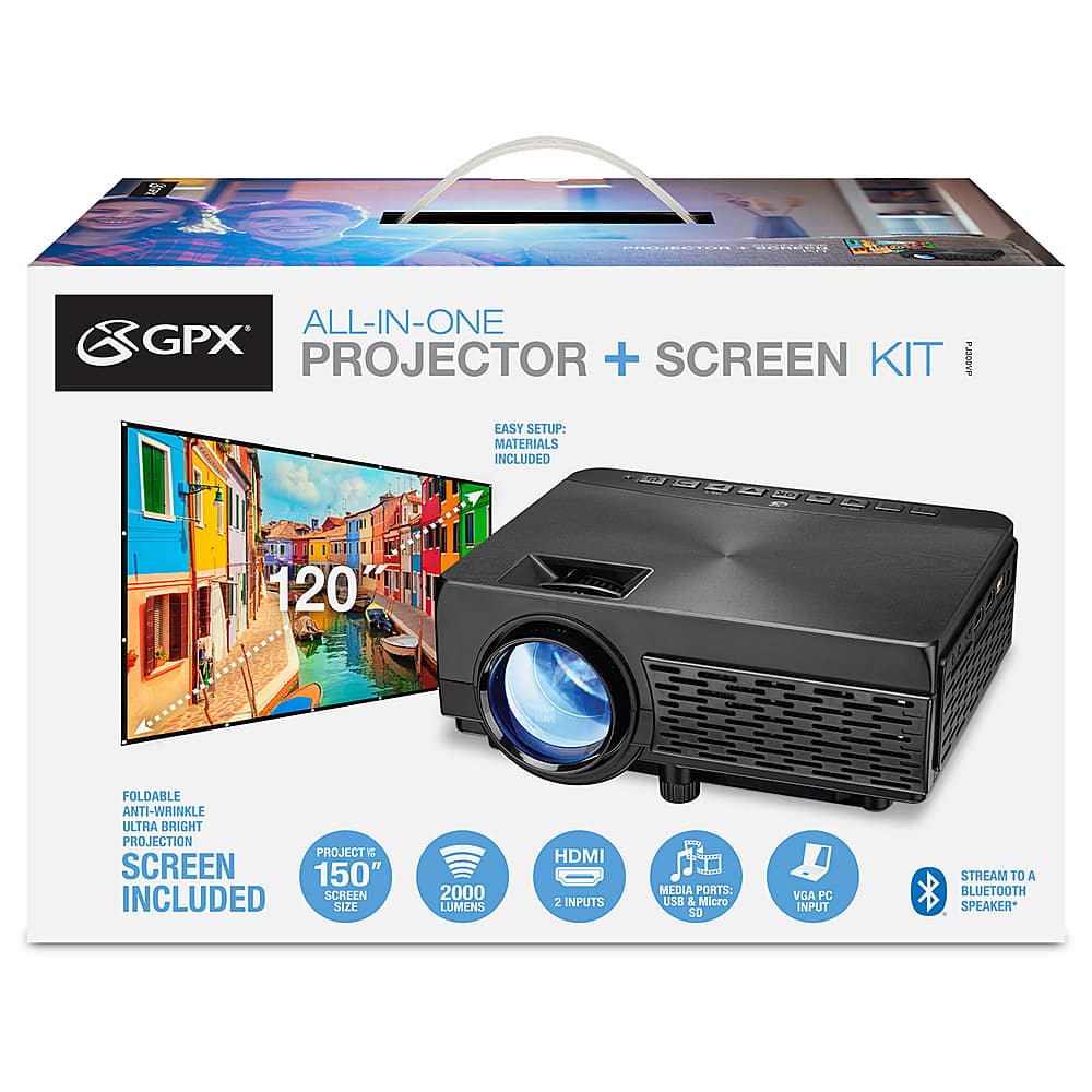 Alt View 11. GPX - PJ300VP LED Projector with Bluetooth, Screen Included - Black.