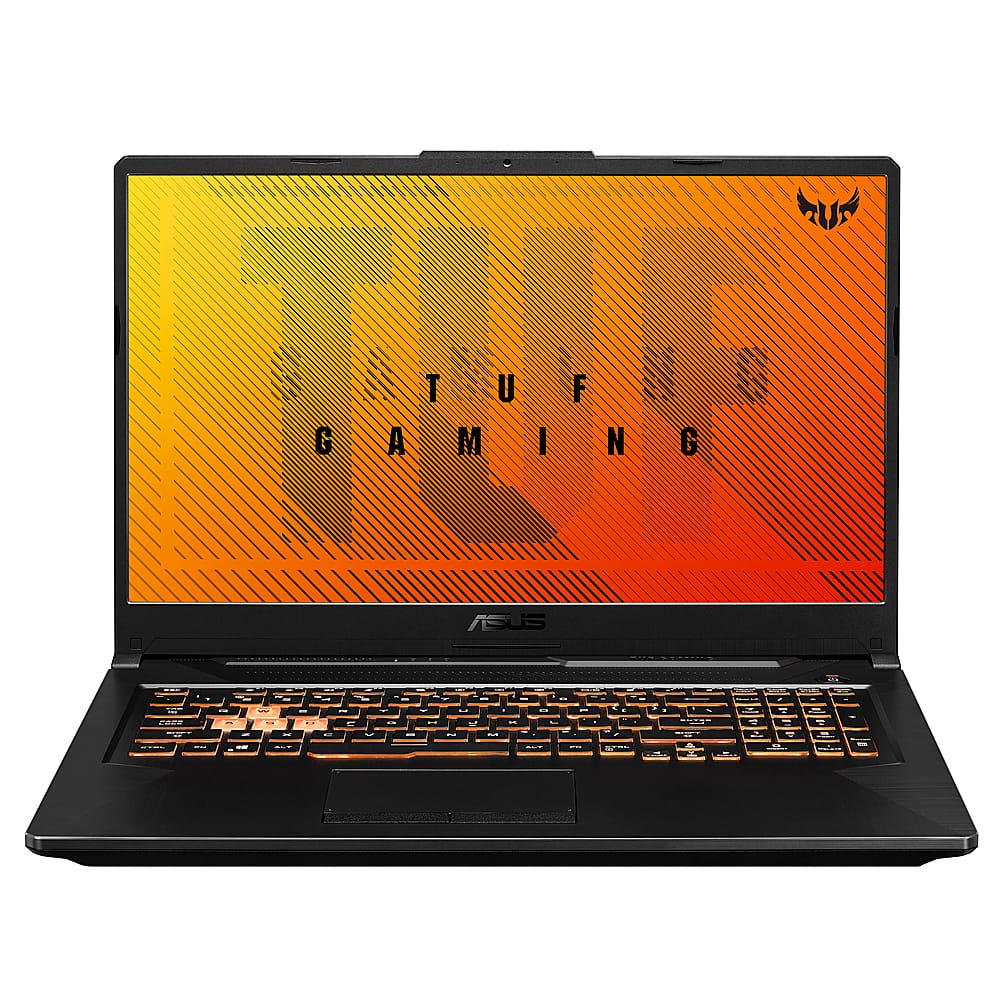 Front. ASUS - TUF Gaming 17.3" Gaming Laptop FHD - AMD Ryzen 5 with 8GB Memory - NVIDIA GeForce GTX 1650 - 512GB SSD - Bonfire Black.