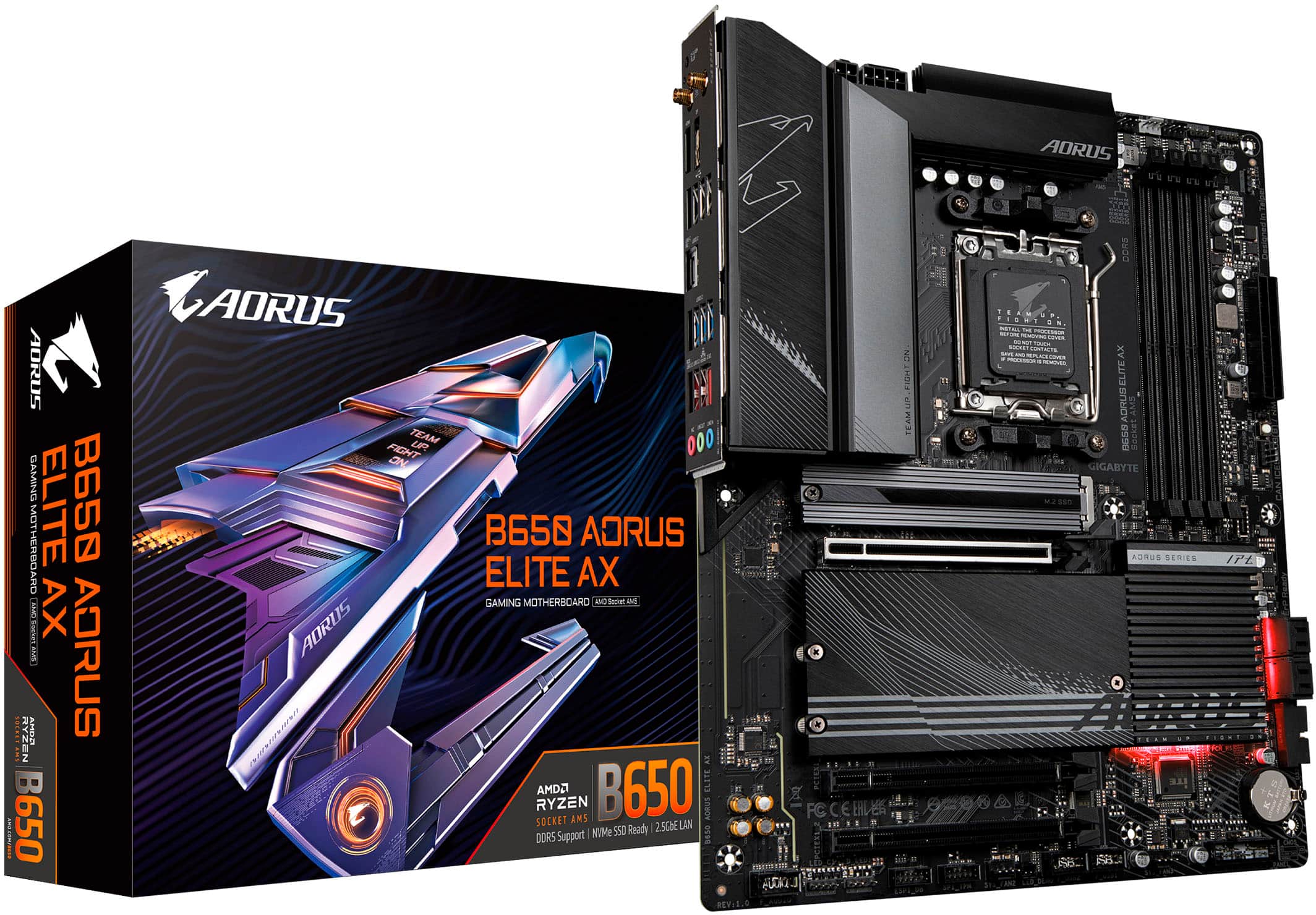 Alt View 11. GIGABYTE - GIGABYTE - B650 AORUS ELITE AX (Socket AM5) AMD B650 ATX DDR5 Wi-Fi 6E Motherboard - Black.