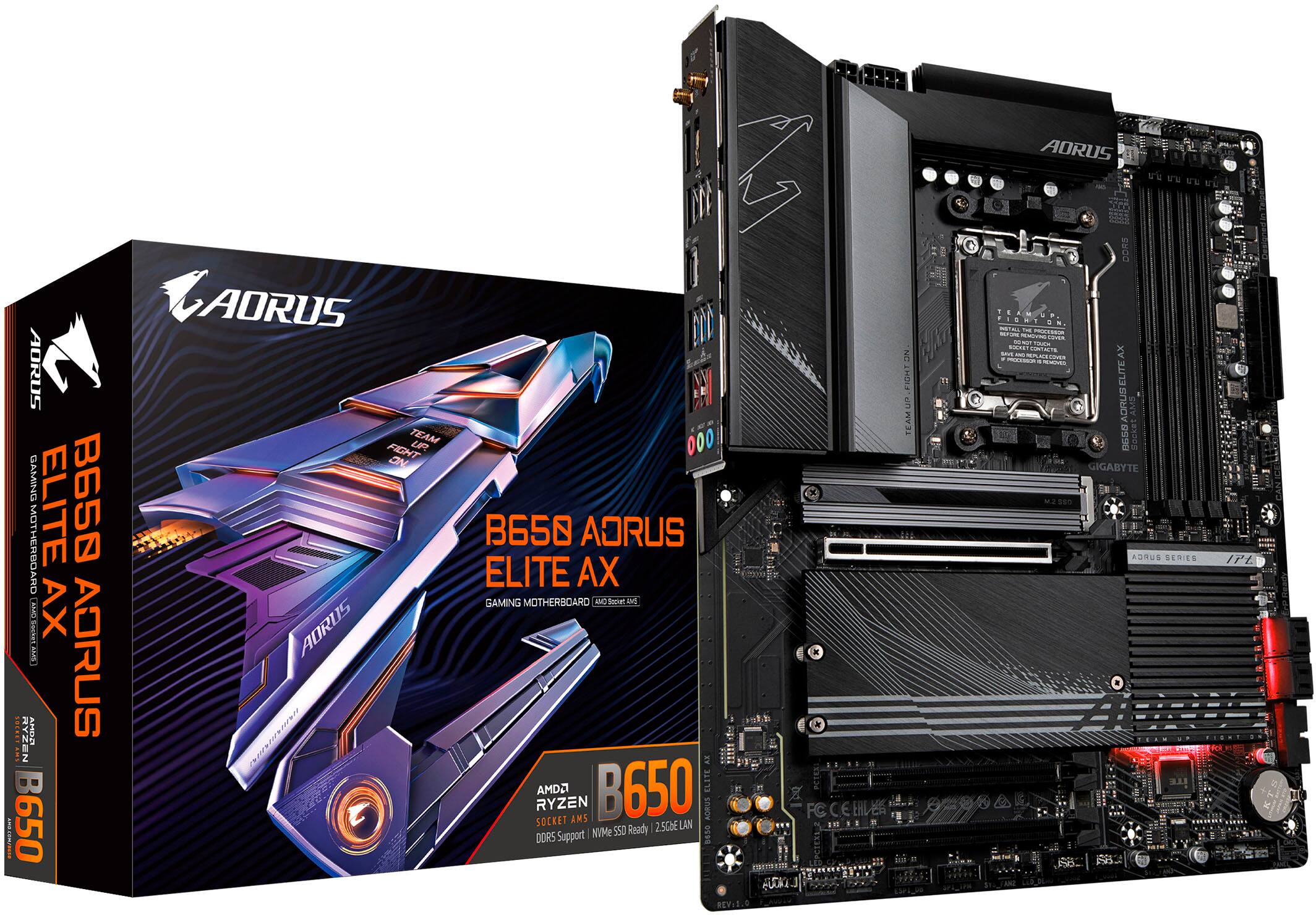 Alt View 11. GIGABYTE - GIGABYTE - B650 AORUS ELITE AX (Socket AM5) AMD B650 ATX DDR5 Wi-Fi 6E Motherboard - Black.