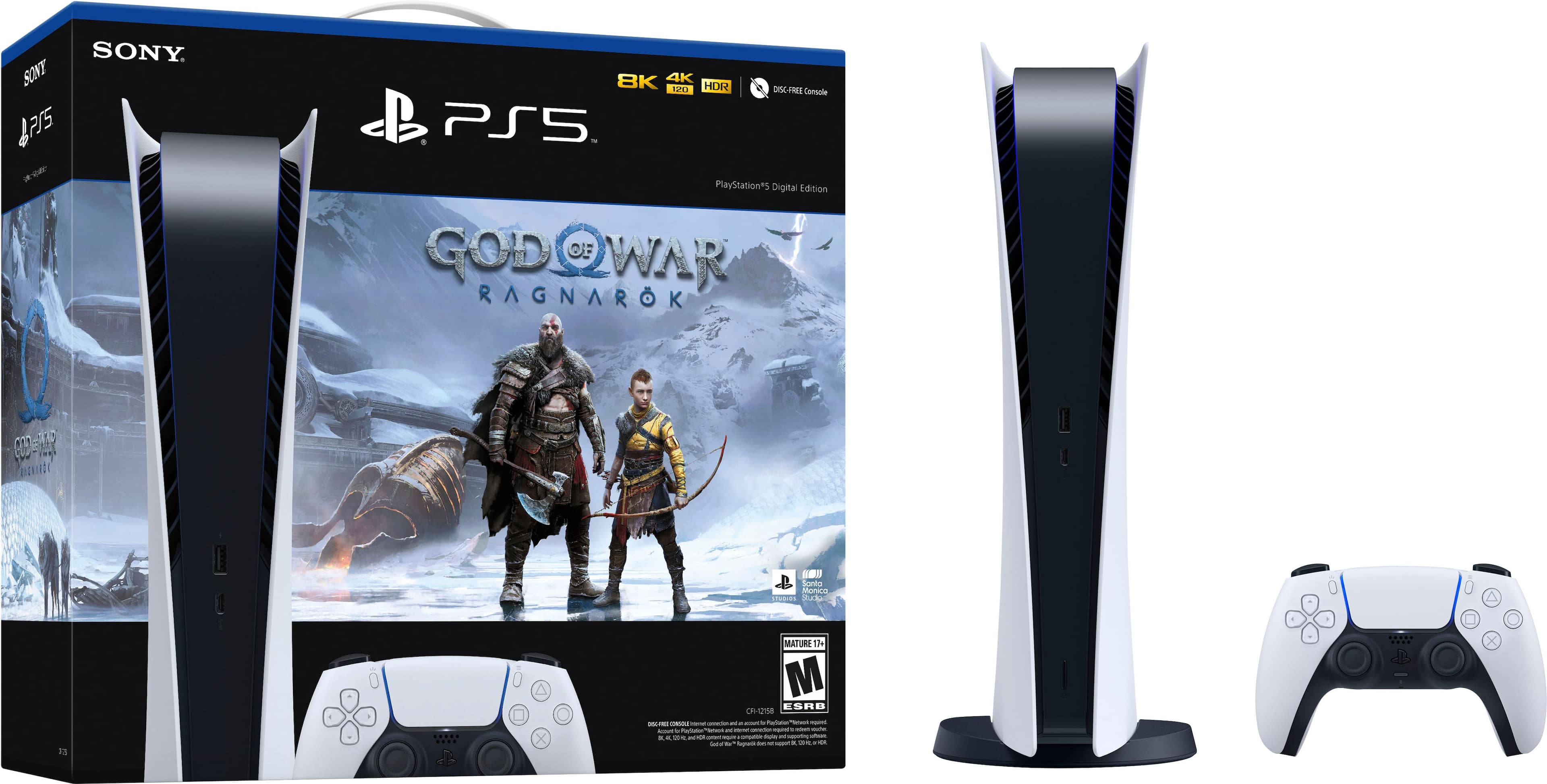 Best Buy: Sony PlayStation 5 Digital Edition God of War Ragnarök Console  Bundle White 1000032639