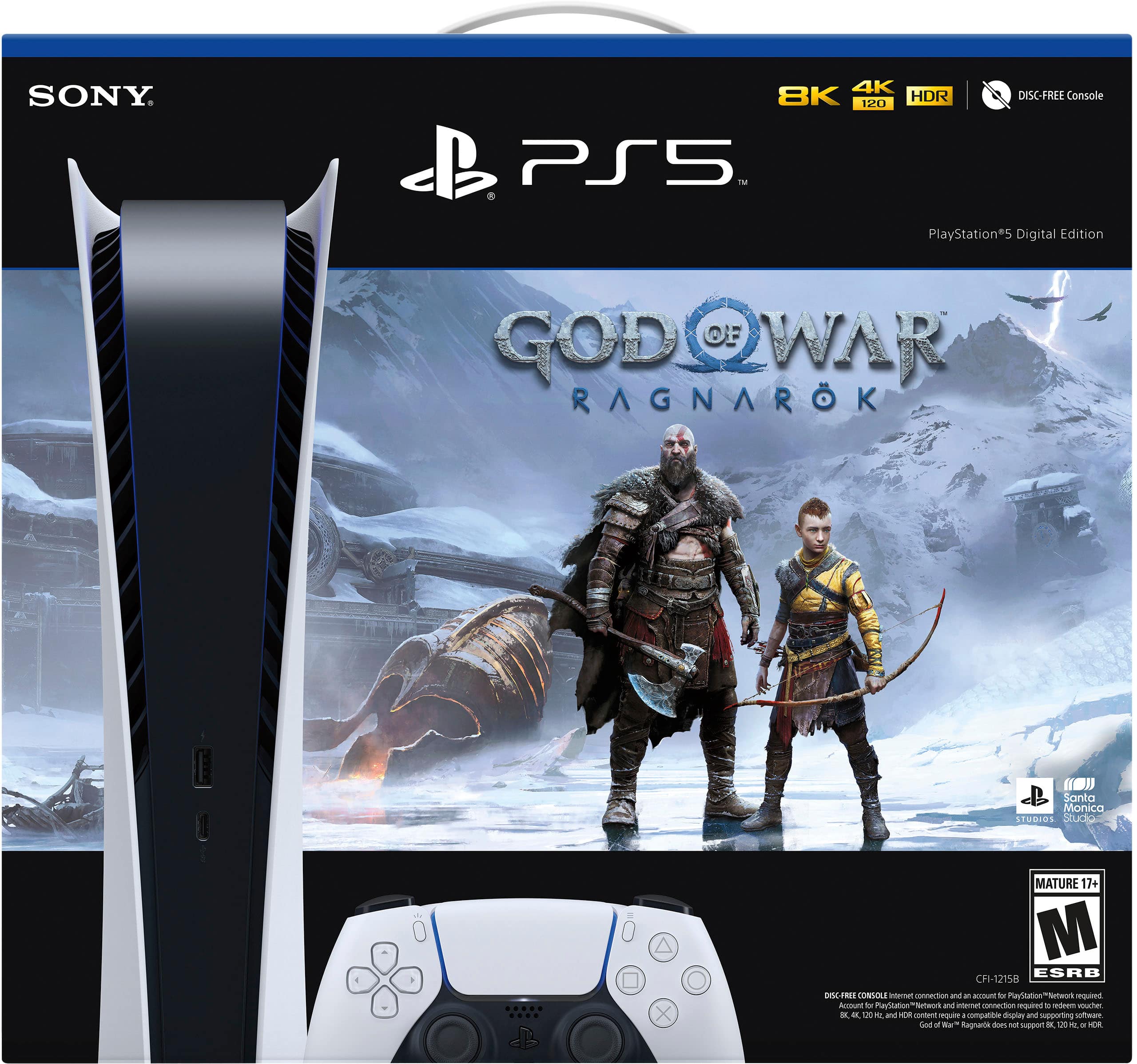 Best Buy: Sony PlayStation 5 Digital Edition God of War Ragnarök Console  Bundle White 1000032639