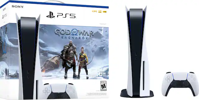 Front. Sony - PlayStation 5 God of War Ragnarök Console Bundle - White. - M (Mature 17+)