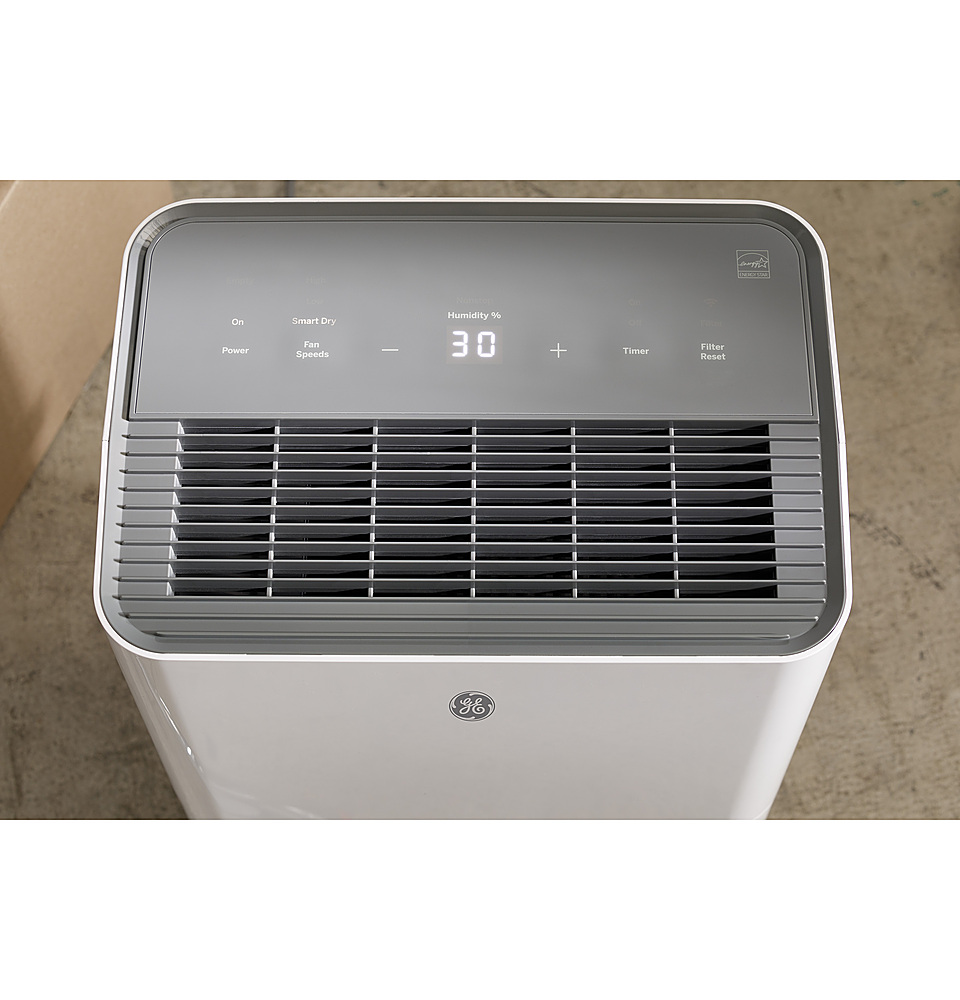 Angle View: GE - 22-Pint Energy Star Portable Dehumidifier with Smart Dry for Damp Spaces - White