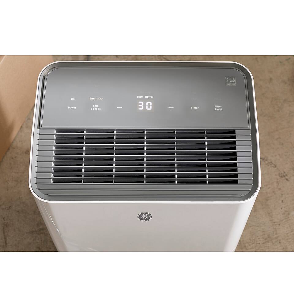 Angle. GE - 22-Pint Energy Star Portable Dehumidifier with Smart Dry for Damp Spaces - White.