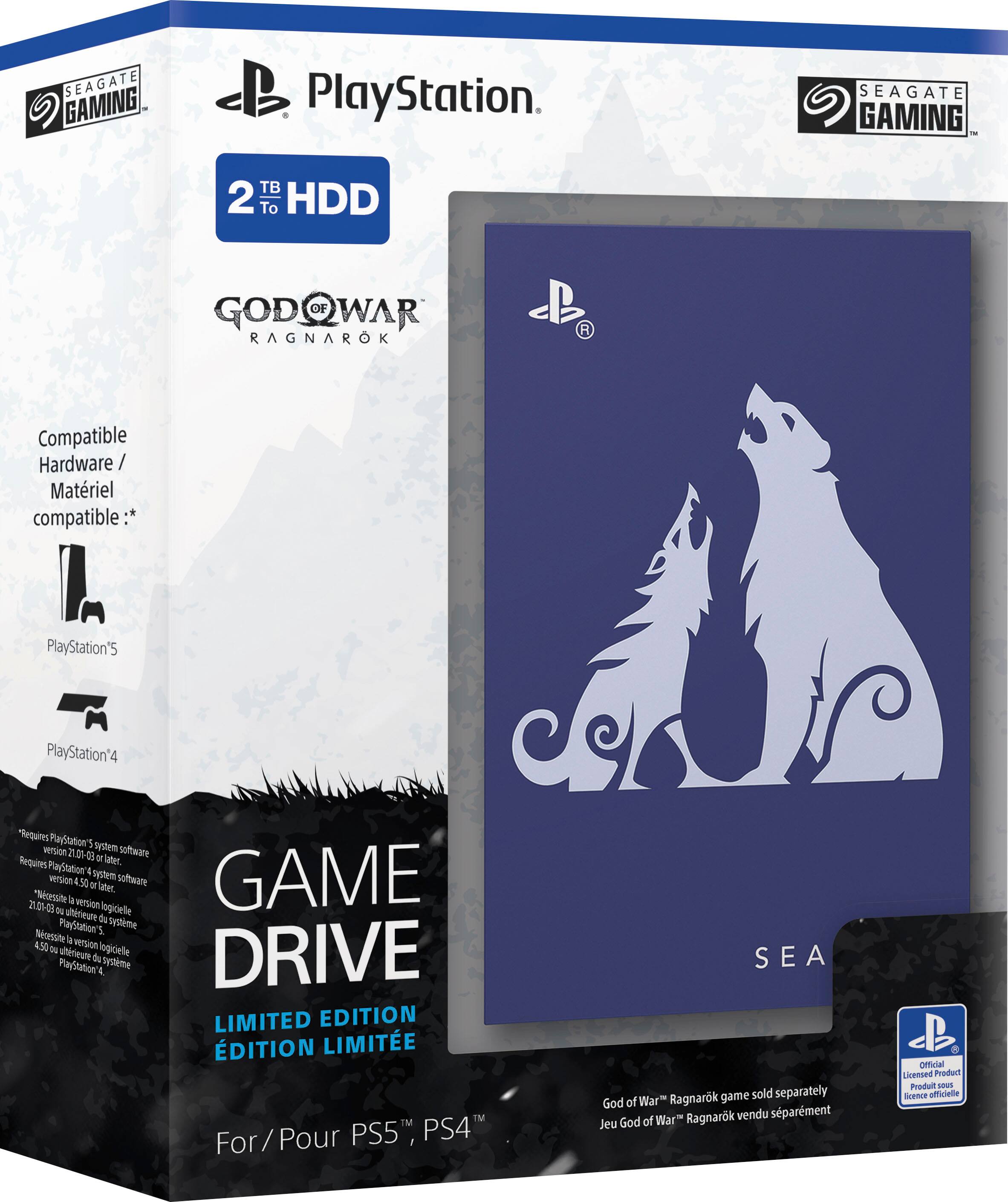  Seagate God of War Ragnarök Limited Edition Game Drive, 2 TB,  External Hard Drive - USB 3.0, ICY Blue LED Lighting, Officially-Licensed  for Playstation Consoles (STLV2000200) : Electronics