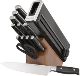 Ninja - Foodi NeverDull Premium 13pc German Stainless Steel Wood Series Knife System Cutlery Set with Built-in Sharpener - Walnut &  Black - Angle_Zoom