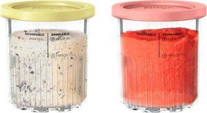 CREAMi Deluxe Pints and Lids - 2 Pack, Compatible with NC500 Series Ninja Creami Deluxe Ice Cream Makers - Coral & Yellow - Front_Zoom