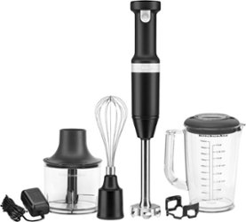 KitchenAid Cordless Variable Speed Hand Blender with Chopper and Whisk attachment - KHBBV83 - Black Matte - Front_Zoom
