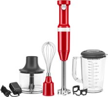 KitchenAid - Cordless Variable Speed Hand Blender with Chopper and Whisk attachment - KHBBV83 - Empire Red - Front_Zoom