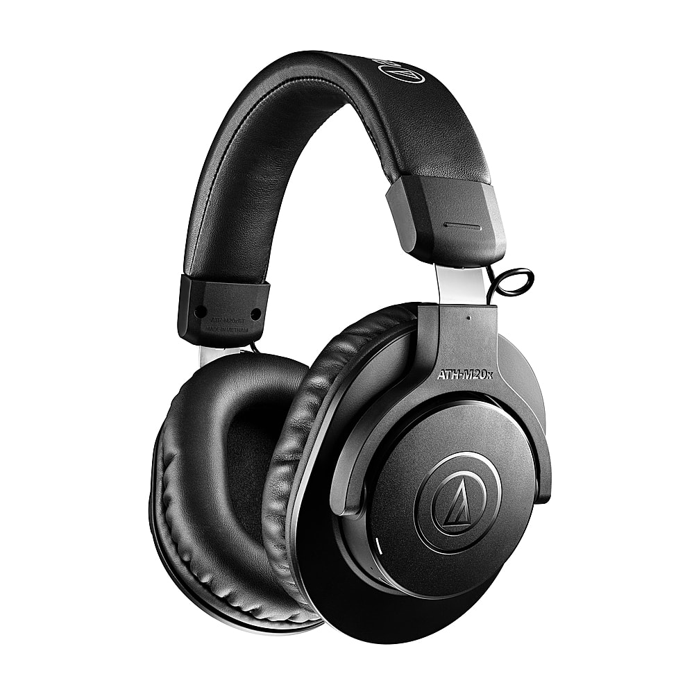 Audio-Technica ATH-M20x Auriculares profesionales para monitor de estudio  con soporte para auriculares y limpiador de auriculares Goby Labs con paño