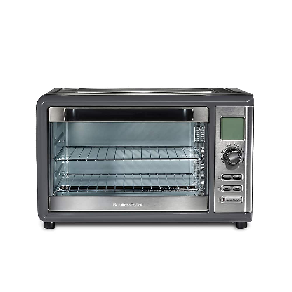 Hamilton Beach - Sure-Crisp XL 1.12 Cu. Ft. Air Fryer Digital Toaster Oven - Black and Stainless Steel - Front_Zoom
