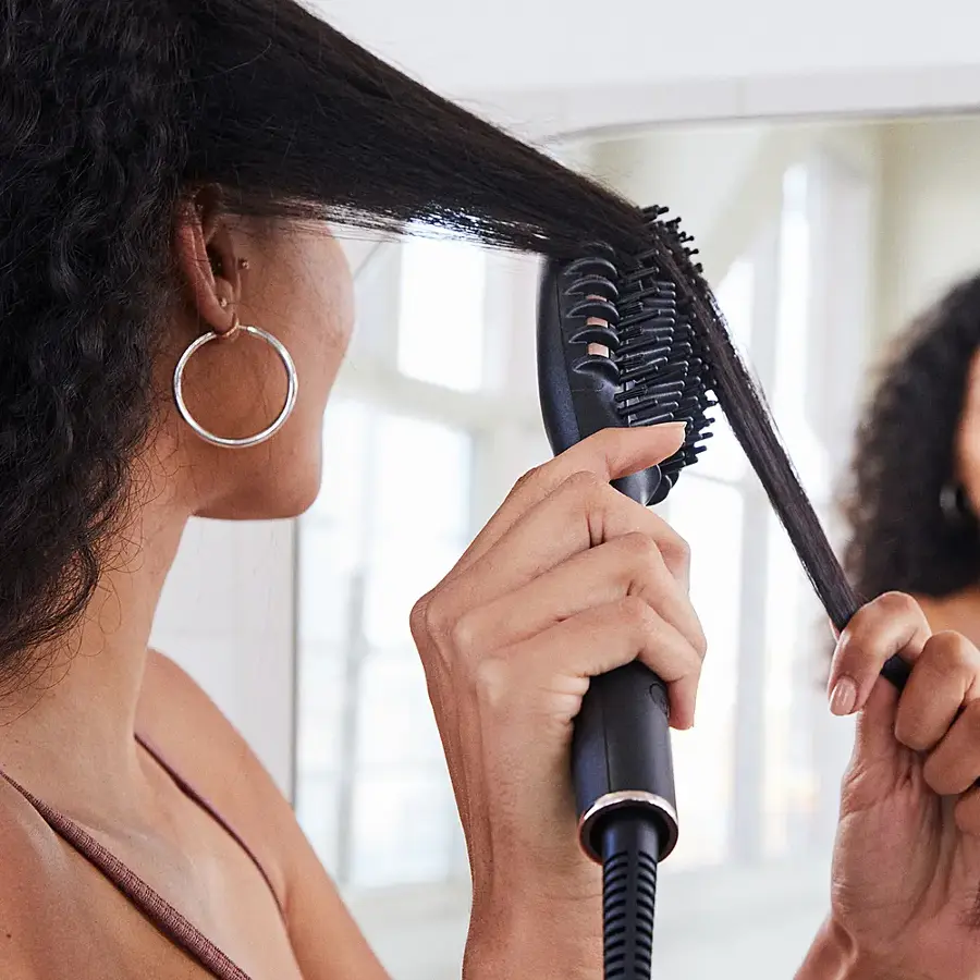 Alt View 24. T3 - Edge Heated Smoothing & Straightening Brush for Styling - Metallic Graphite.