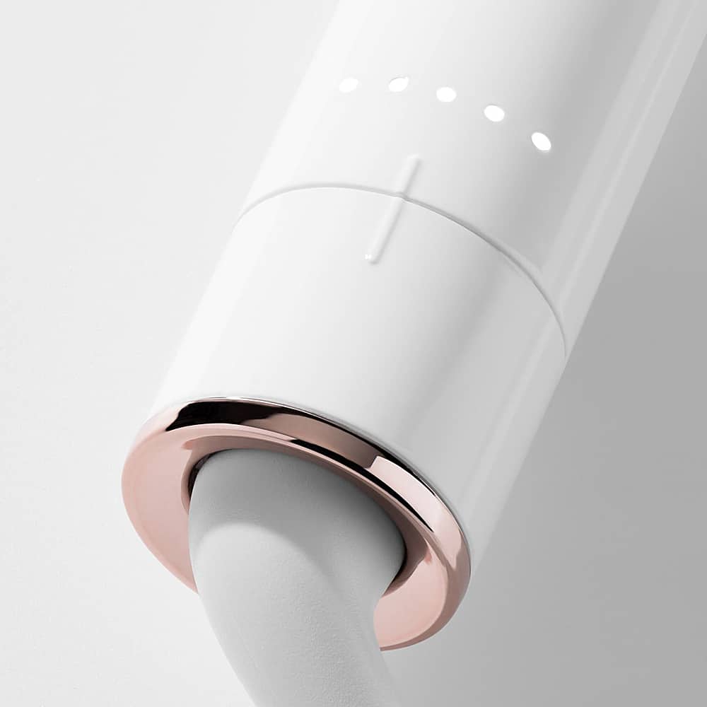 Alt View 11. T3 - SinglePass Curl 1.5” Ceramic Long Barrel Curling and Wave Iron - White & Rose Gold.