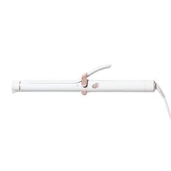 T3 - SinglePass Curl 1” Ceramic Long Barrel Curling and Wave Iron - White & Rose Gold - Angle_Zoom