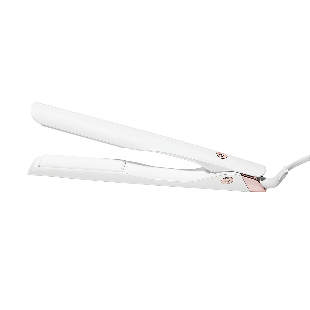 Angle View: T3 - Lucea 1” Professional Straightening & Styling Iron - White & Rose Gold