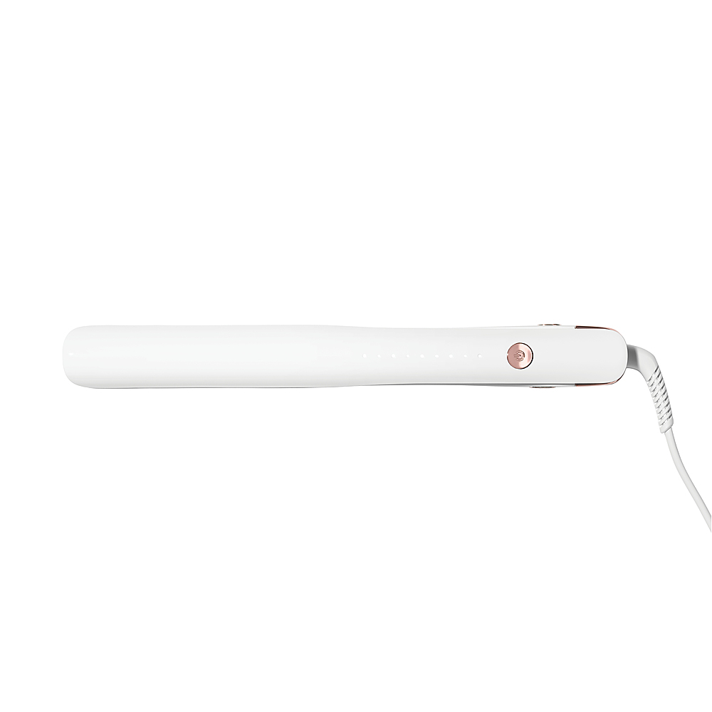 Left View: T3 - Lucea 1” Professional Straightening & Styling Iron - White & Rose Gold