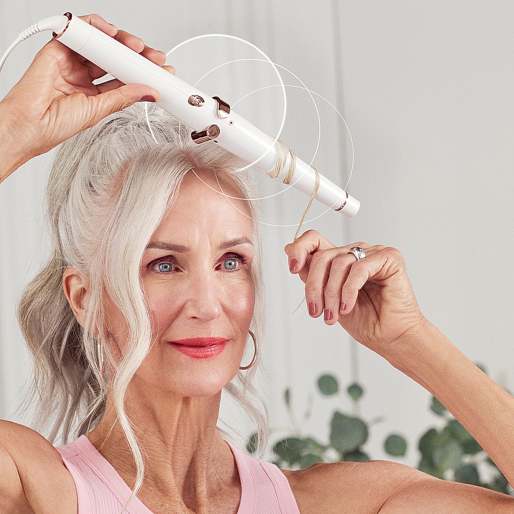 Alt View 14. T3 - SinglePass Wave 1 ¼” – ¾” Tapered Styling Wand - White & Rose Gold.