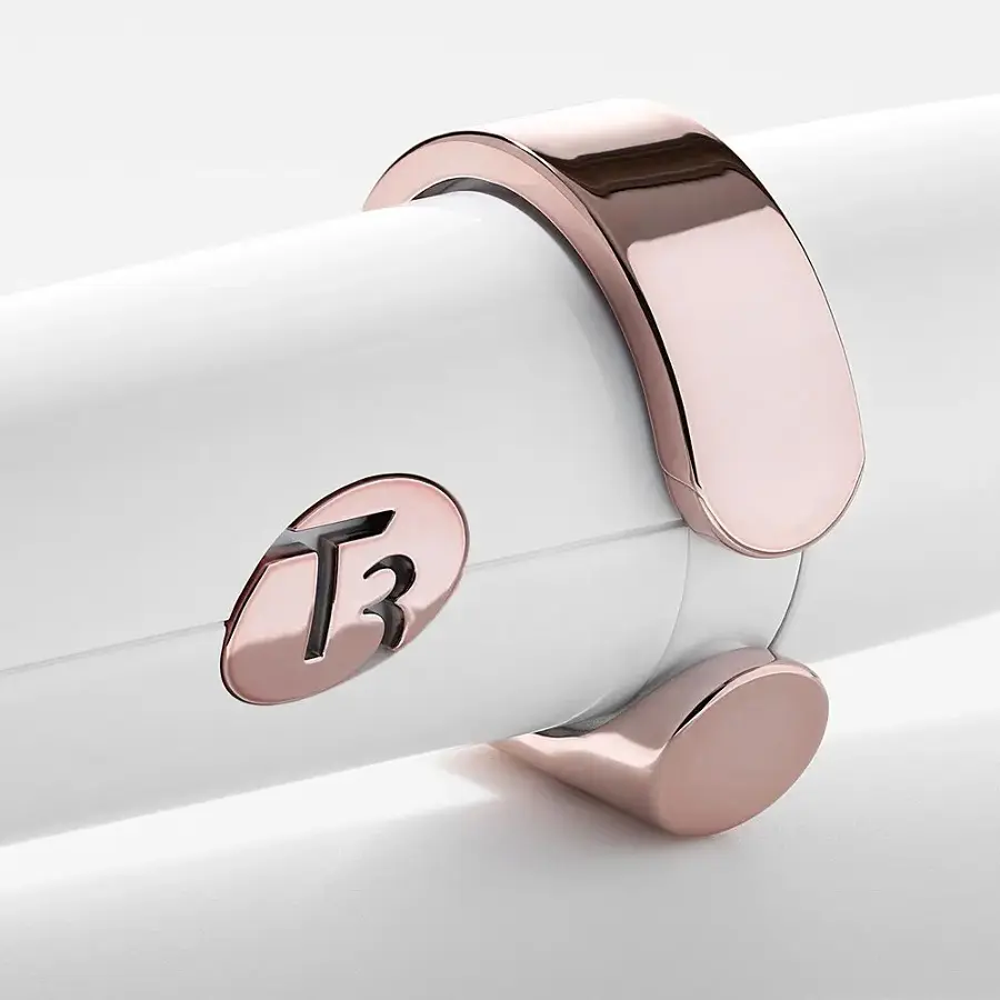 Alt View 17. T3 - SinglePass Wave 1 ¼” – ¾” Tapered Styling Wand - White & Rose Gold.