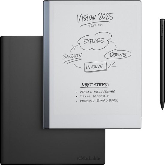 Front Zoom. reMarkable 2 - 10.3” Paper Tablet with Marker Plus and Premium Leather Book Folio - Black.