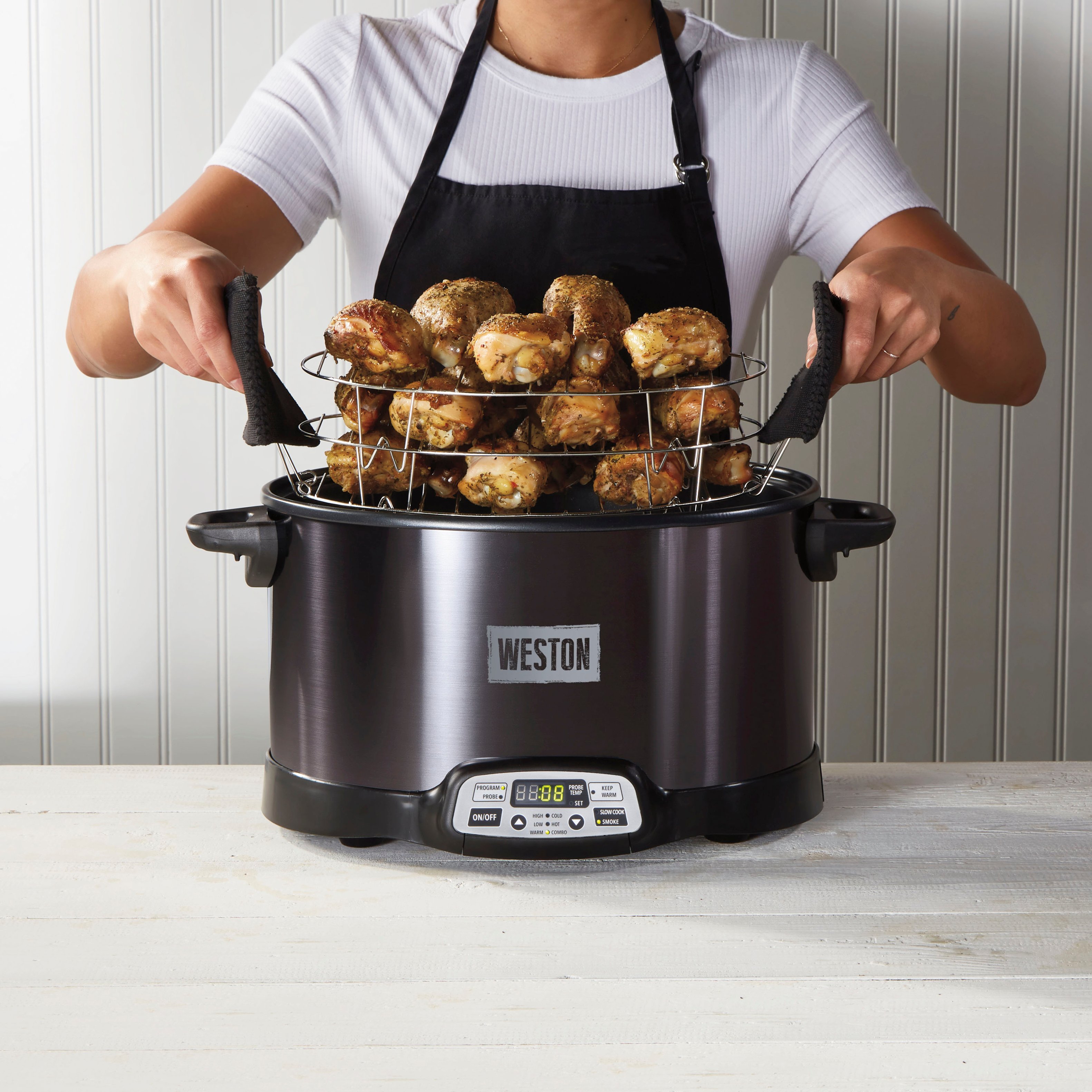 Alt View 16. Weston - 2-in-1 Indoor Smoker and Slow Cooker - STAINLESS STEEL.