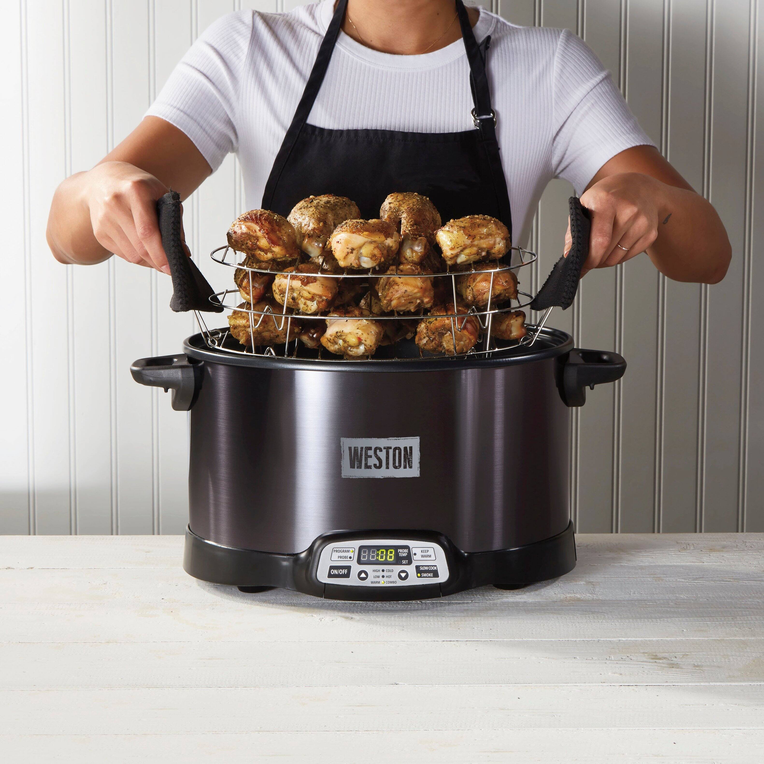 Alt View 16. Weston - 2-in-1 Indoor Smoker and Slow Cooker - STAINLESS STEEL.