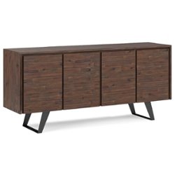 Simpli Home - Lowry Large 4 Door Sideboard Buffet - Distressed Charcoal Brown - Front_Zoom