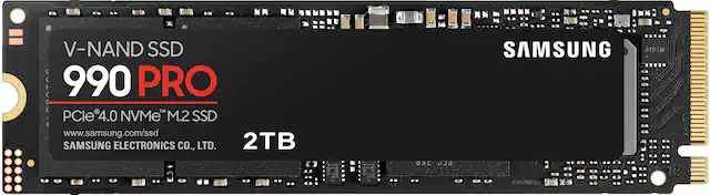Front. Samsung - 990 PRO 2TB Internal SSD PCle Gen 4x4 NVMe - Black.