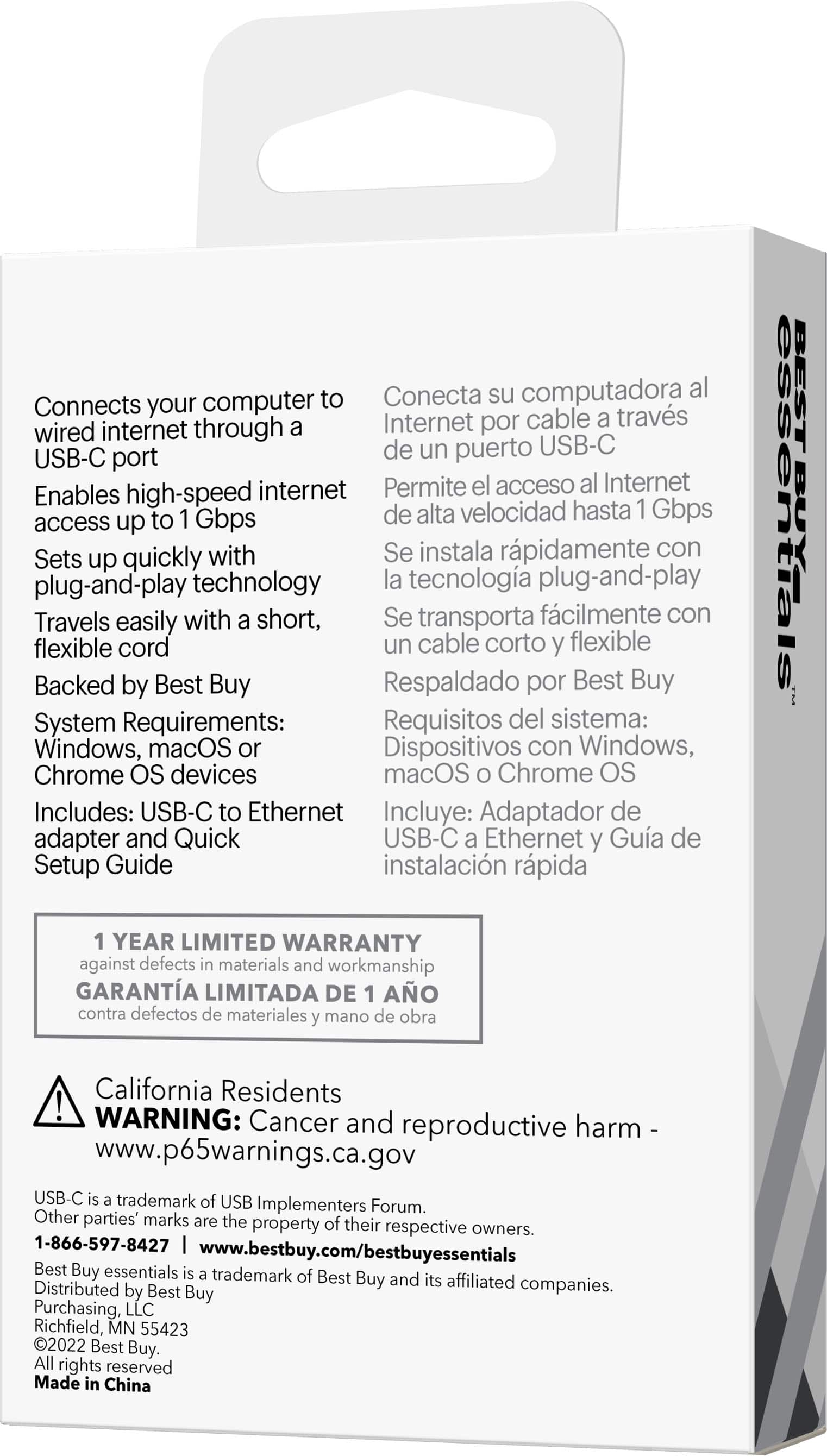 Alt View 12. Best Buy essentials™ - USB-C to Ethernet Adapter - White.