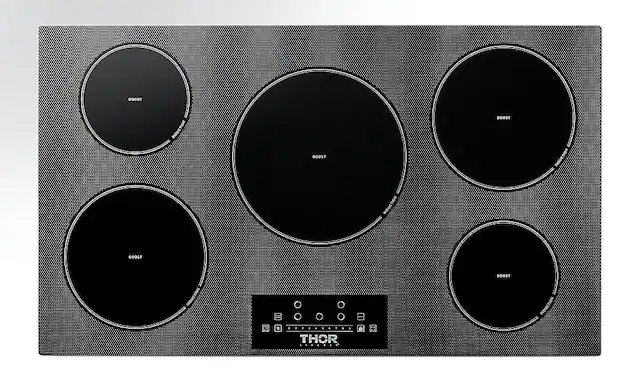 Front. Thor Kitchen - 36" Built-in Electric Induction Cooktop - Black.