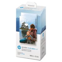 HP - Sprocket Studio Plus Semi-Gloss photo paper 4x6 with 108 Sheets and 2 Cartridges - White - Front_Zoom
