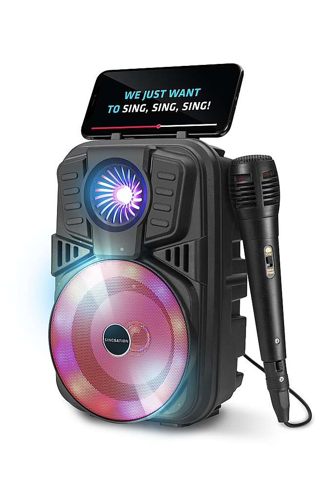 Back View: Singsation - PARTY VIBE Rechargeable All-in-One Karaoke System - Black