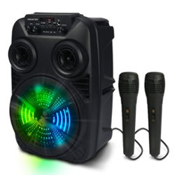 Singsation - RHAPSODY DUET Rechargeable All-in-One Karaoke System with 2 Wired Microphones - Black - Front_Zoom