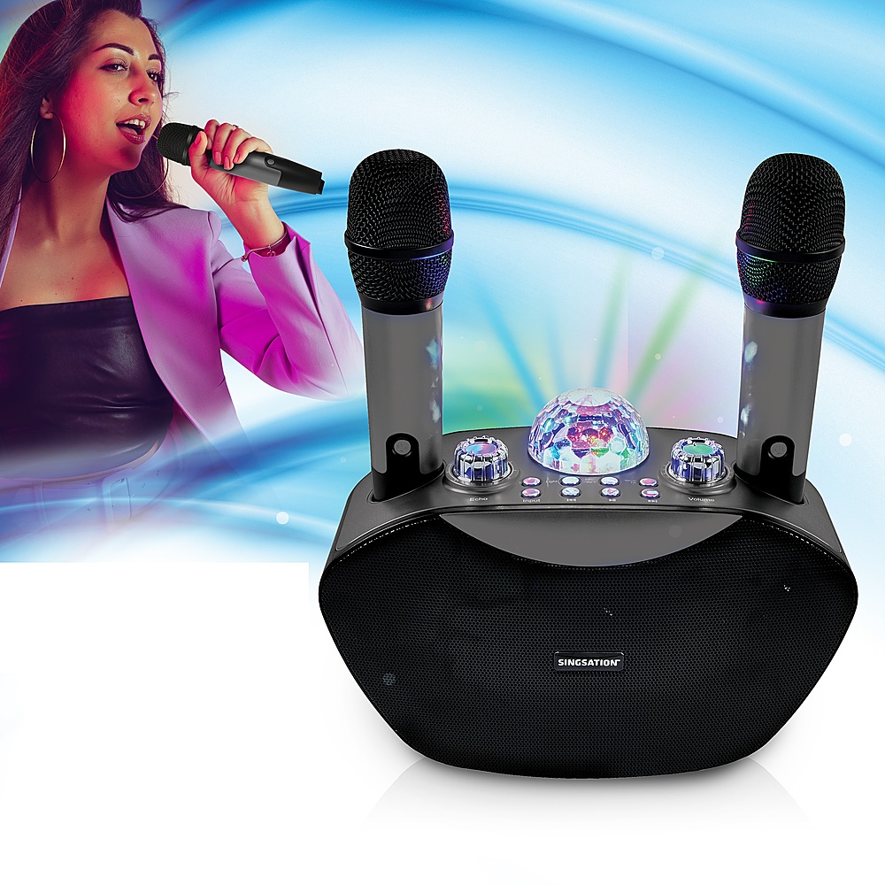 Back View: Singsation - FREESTYLE Wireless Karaoke System - Gray