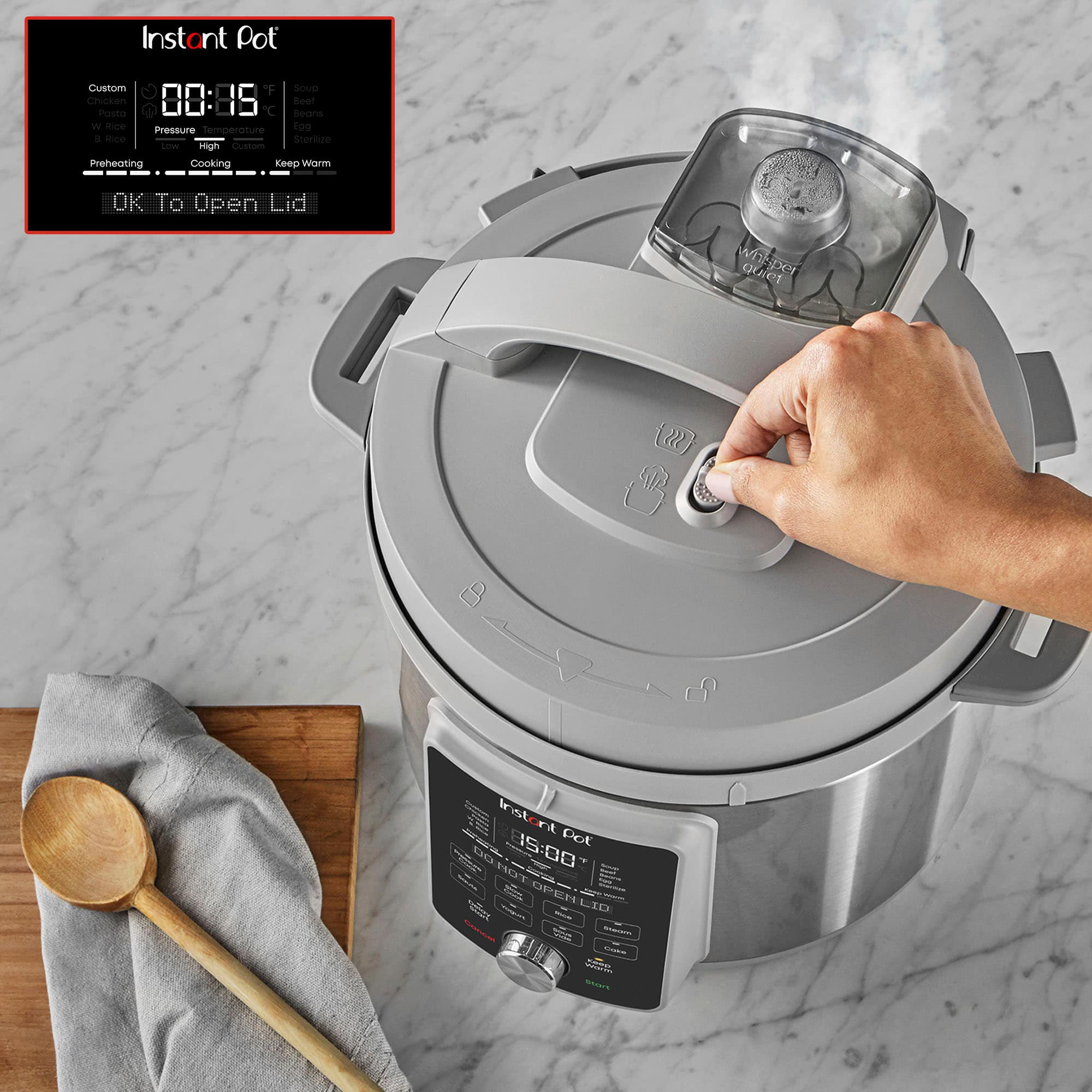 Alt View 13. Instant Pot - 6QT Duo Plus Multi-Use Pressure Cooker with Whisper-Quiet Steam Release - Gray.