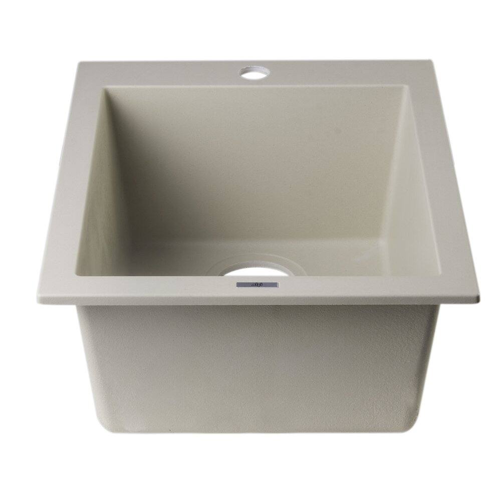 Alt View 6. Alfi - ALFI brand Biscuit 17 Drop-In Rectangular Granite Composite Kitchen Prep Sink - Beige.