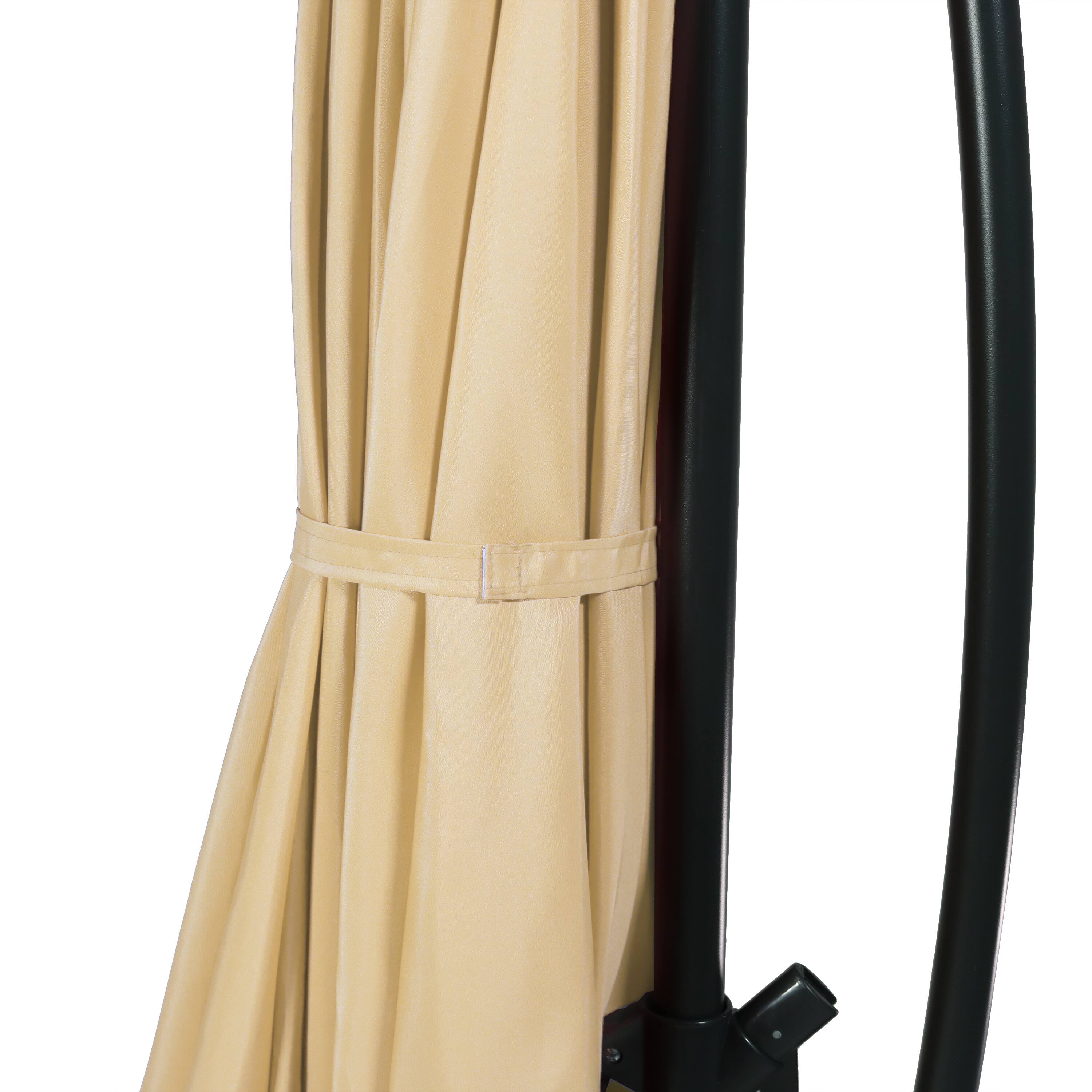 Alt View 4. Sunnydaze - 10 ft Cantilever Offset Steel Patio Umbrella with Crank - Beige.